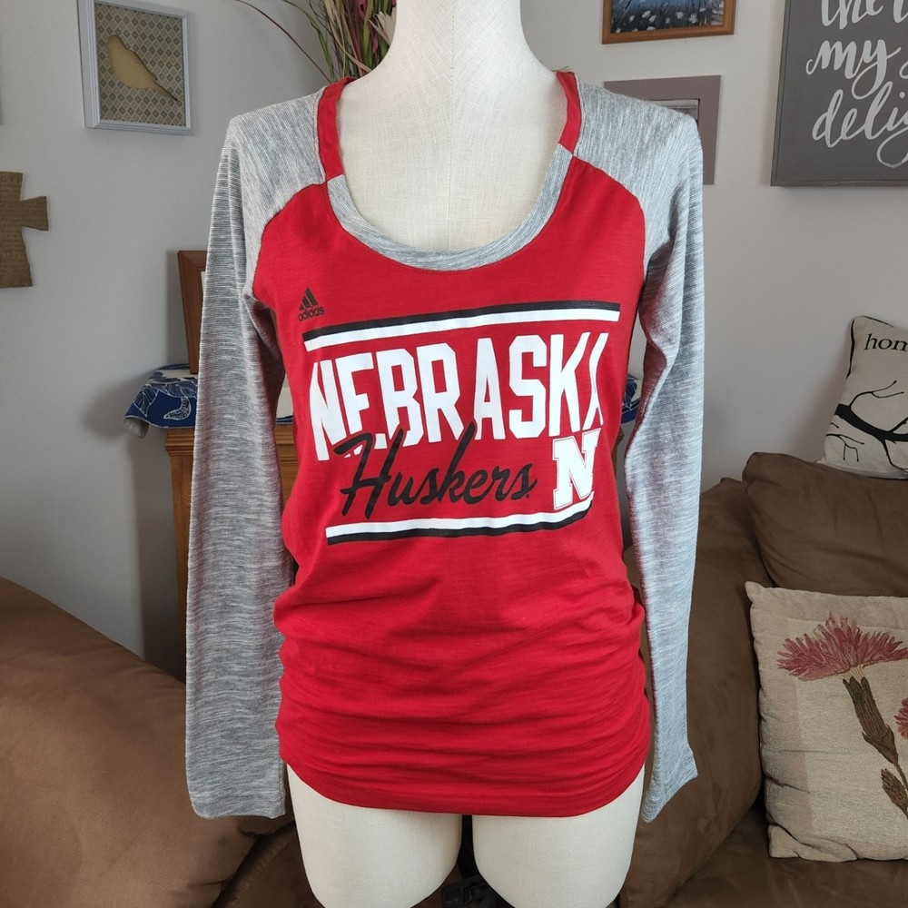 Adidas Nebraska Huskers Long Sleeve T-shirt Women's Size M New